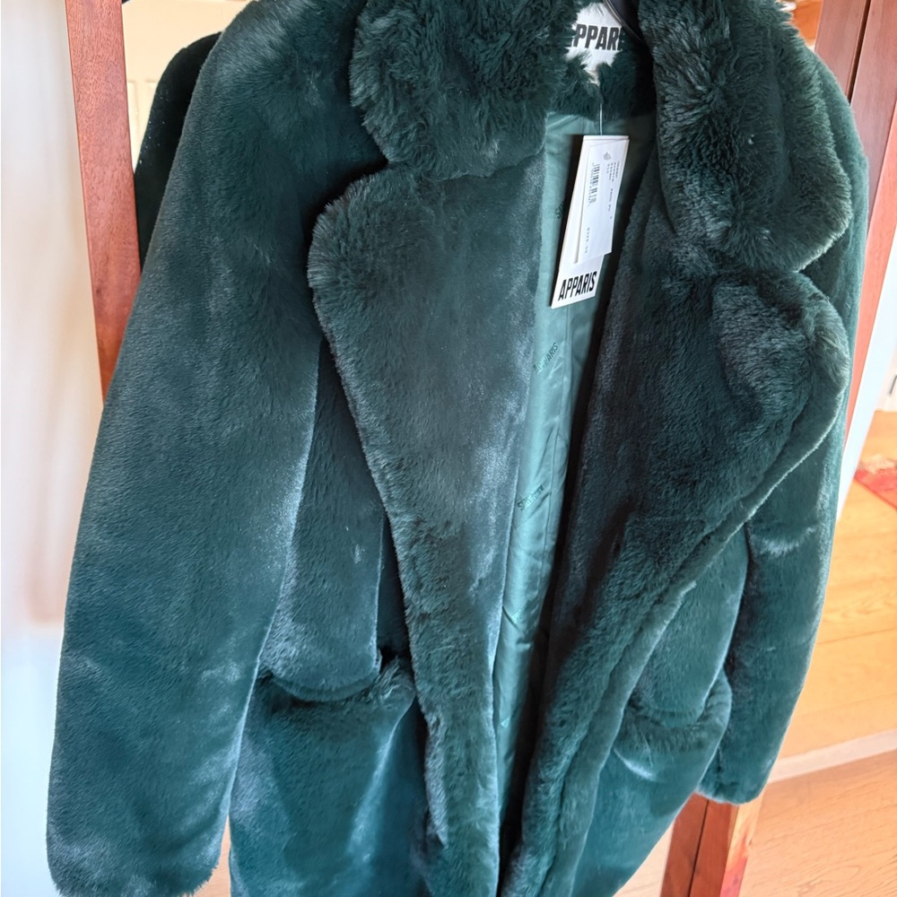 Apparis Green Teddy Jacket Luxurious Faux Fur